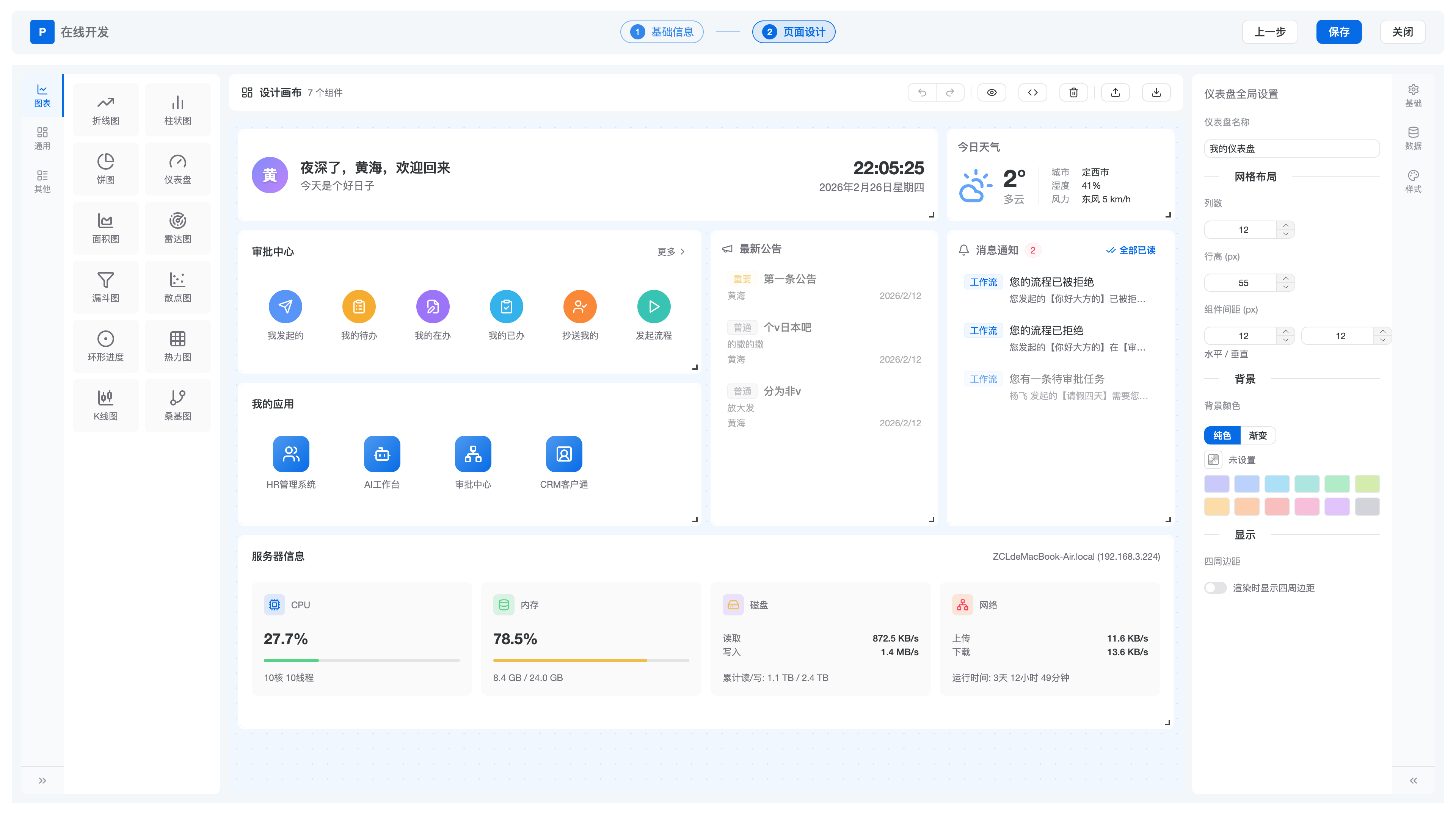 仪表盘设计器截图